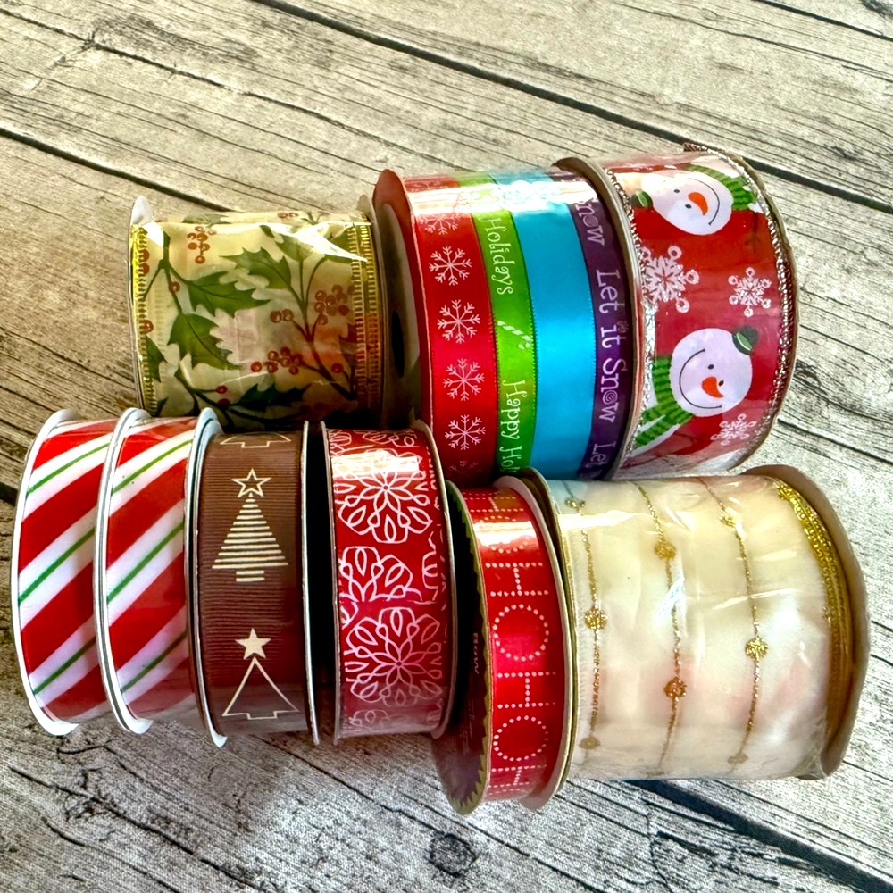 All x $25. NWT! Huge lot of Christmas Ribbon spools, different designs.
